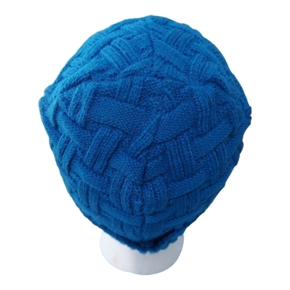 Unisex Blue Basketweave Knit Beanie Hat NWOT - Picture 5 of 6